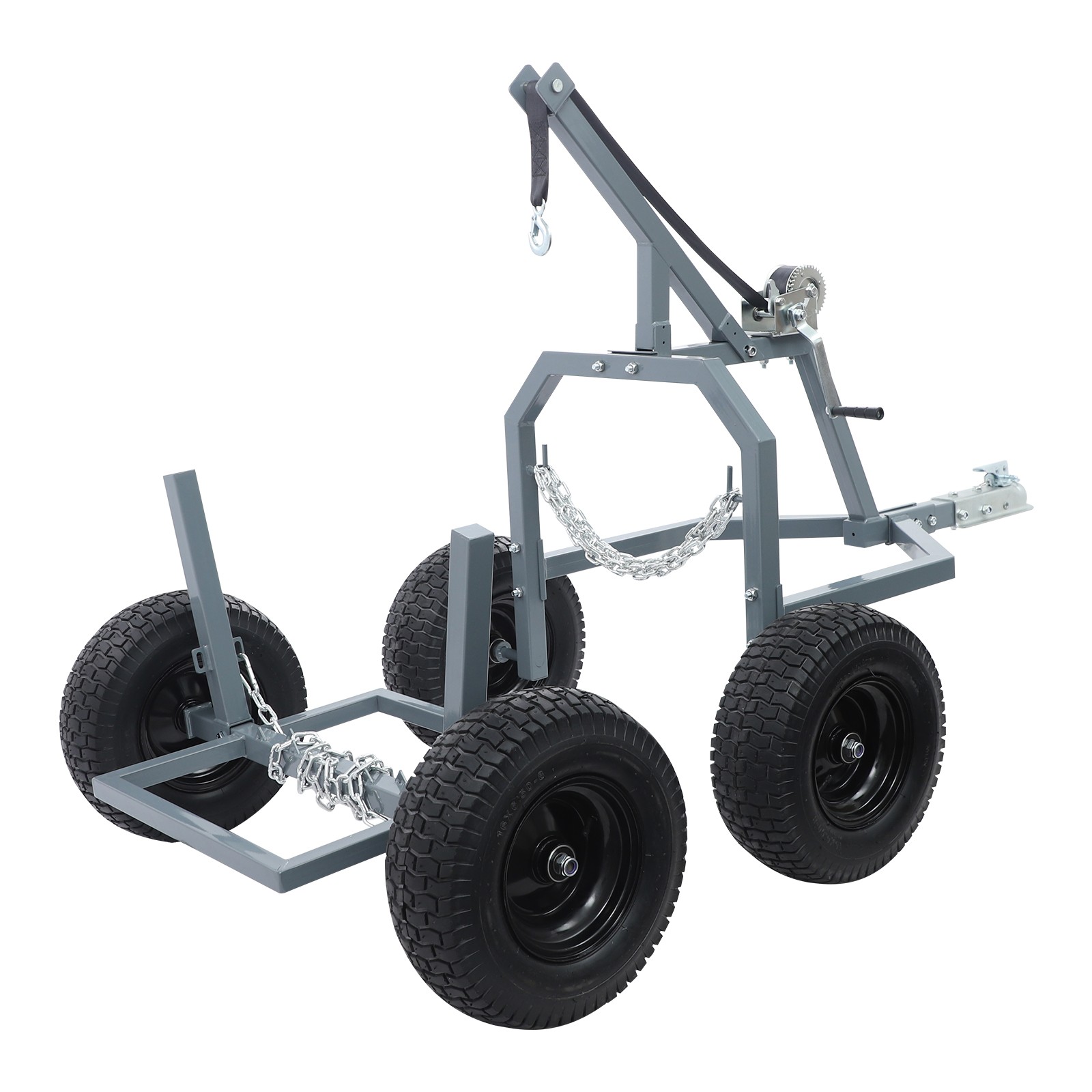 1600lb Log Trailer Heavy-Duty ATV Log Skidding Arch & Holder Set w/4x16in Wheels