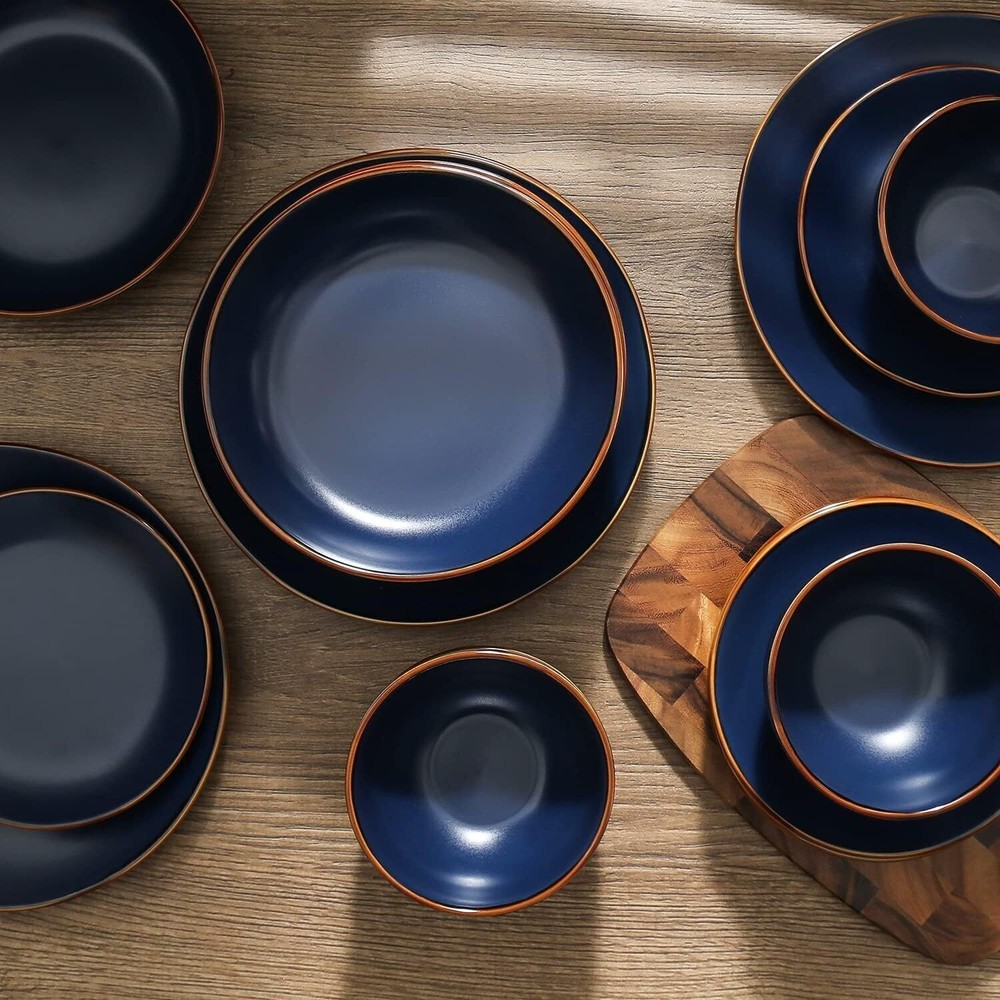 Dinner Service Set 16-Piece Dinnerware Set Stoneware Tableware Dinner Set, Blue