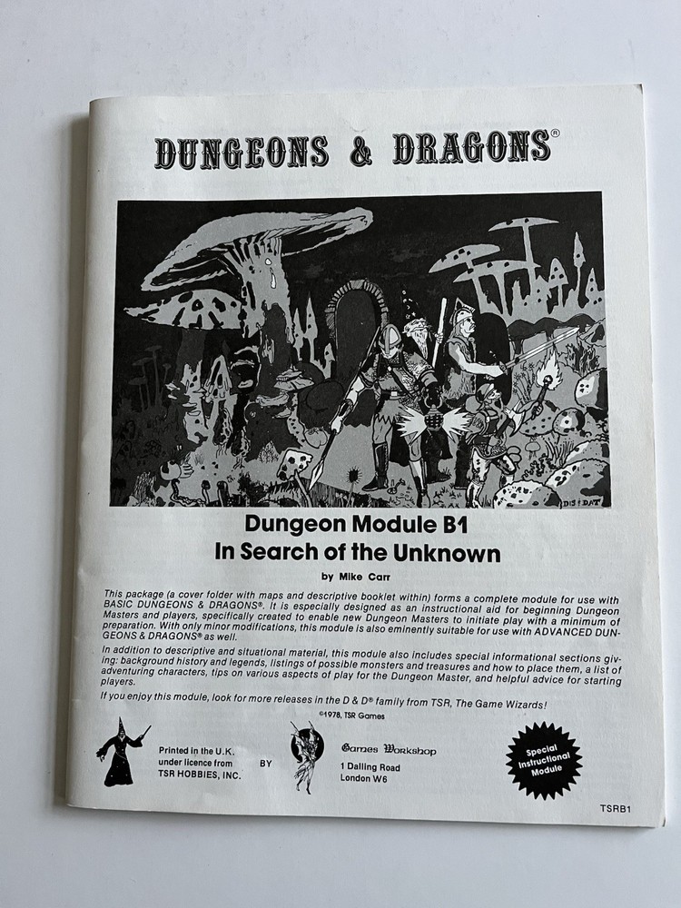 Dungeons and Dragons Basic Set Games Workshop TSR 1978