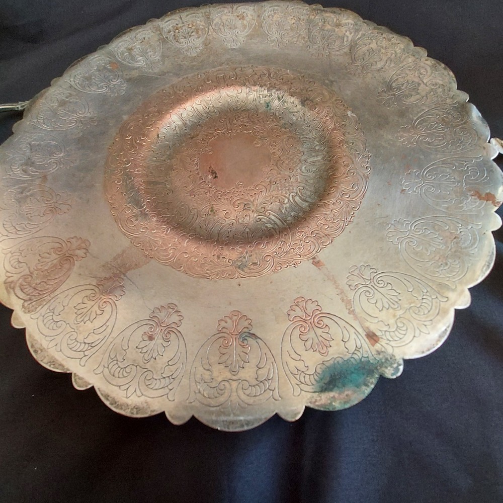 Vintage Silver/Copper Serving Tray 10"