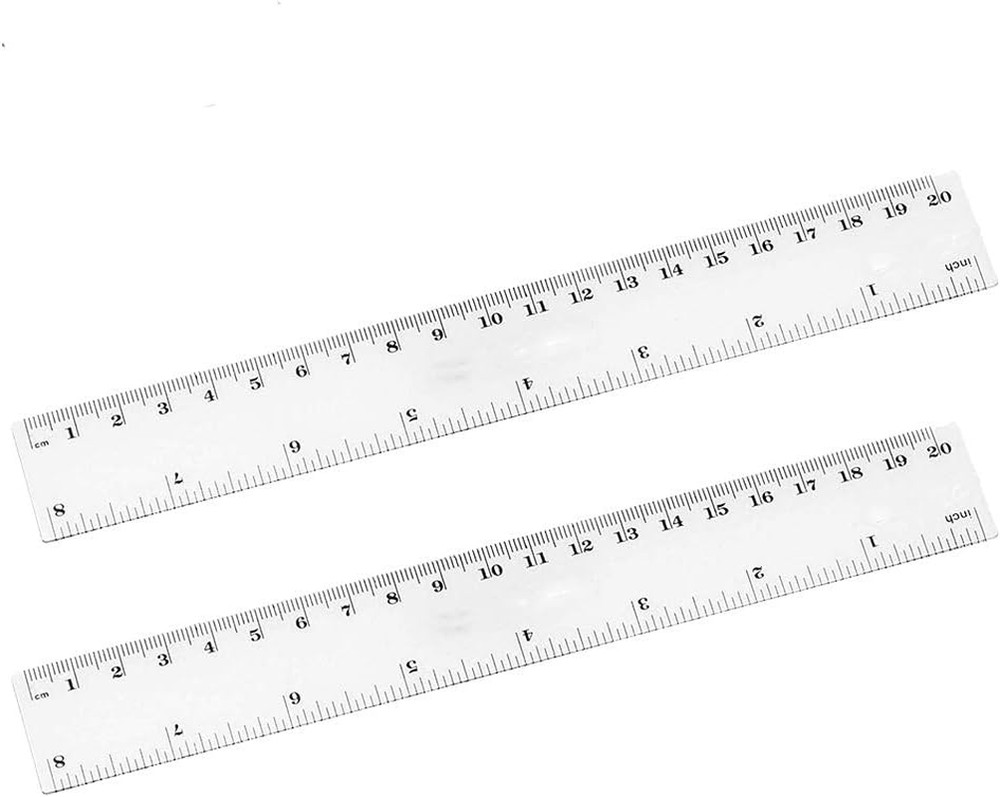 2 Pack 8 Inch Clear Plastic Ruler | Dual-Sided Measuring Tool for School & Offic