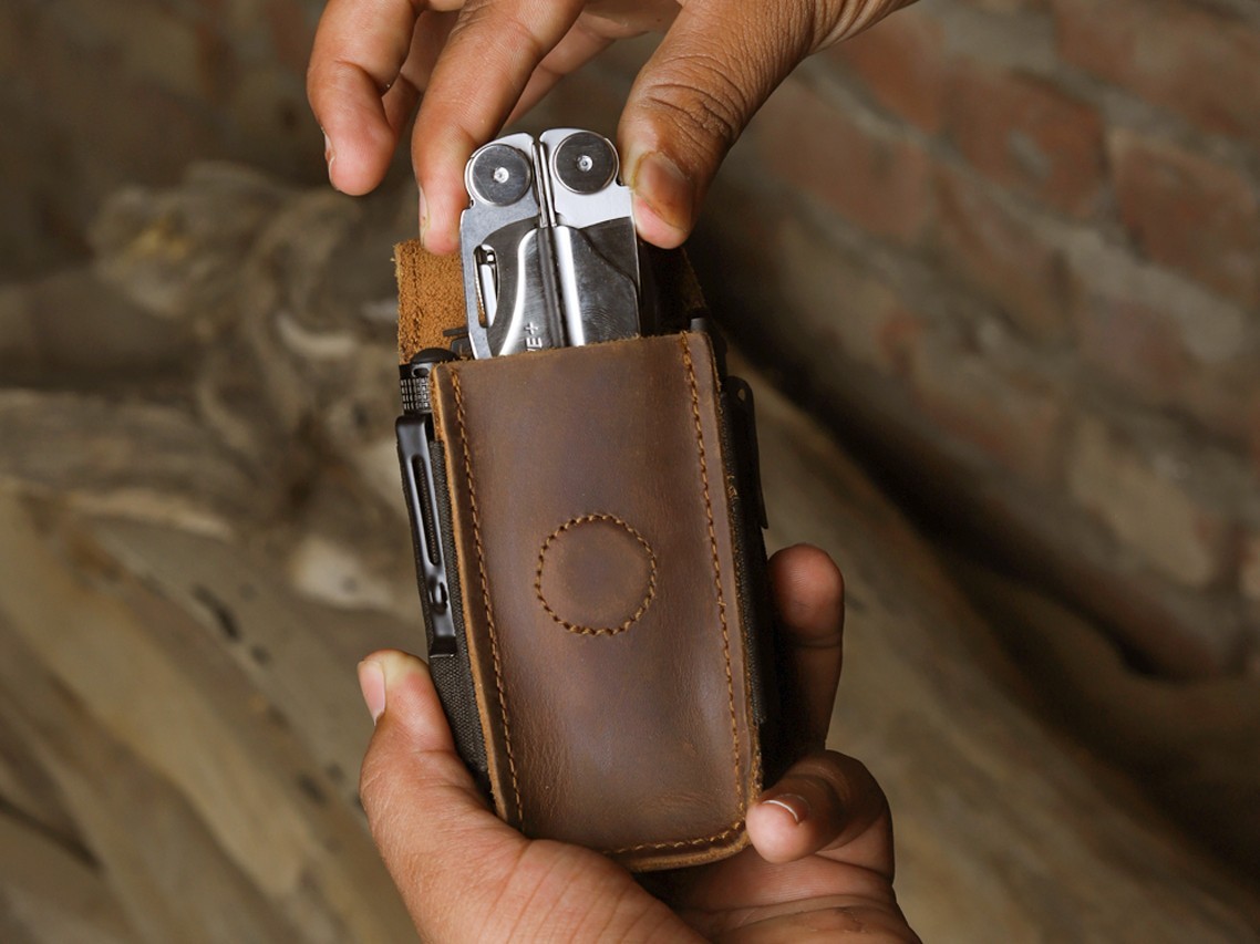 NUTUCH Leather EDC Multitool Sheath with Flip Closure | Leather EDC Organizer