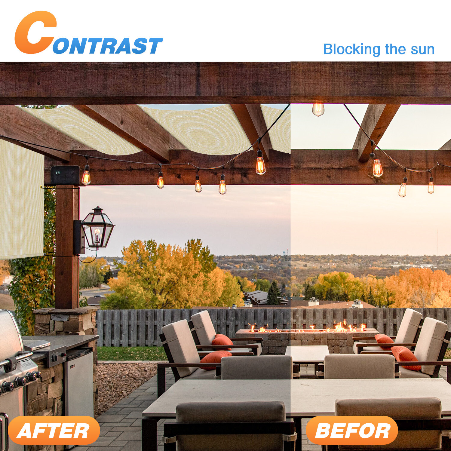 Outdoor Pergola Shade Cover Universal Replacement Awning Canopy with Rod