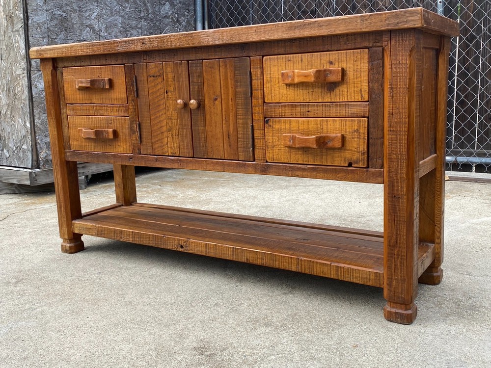 Antique Elm Buffet Cabinet