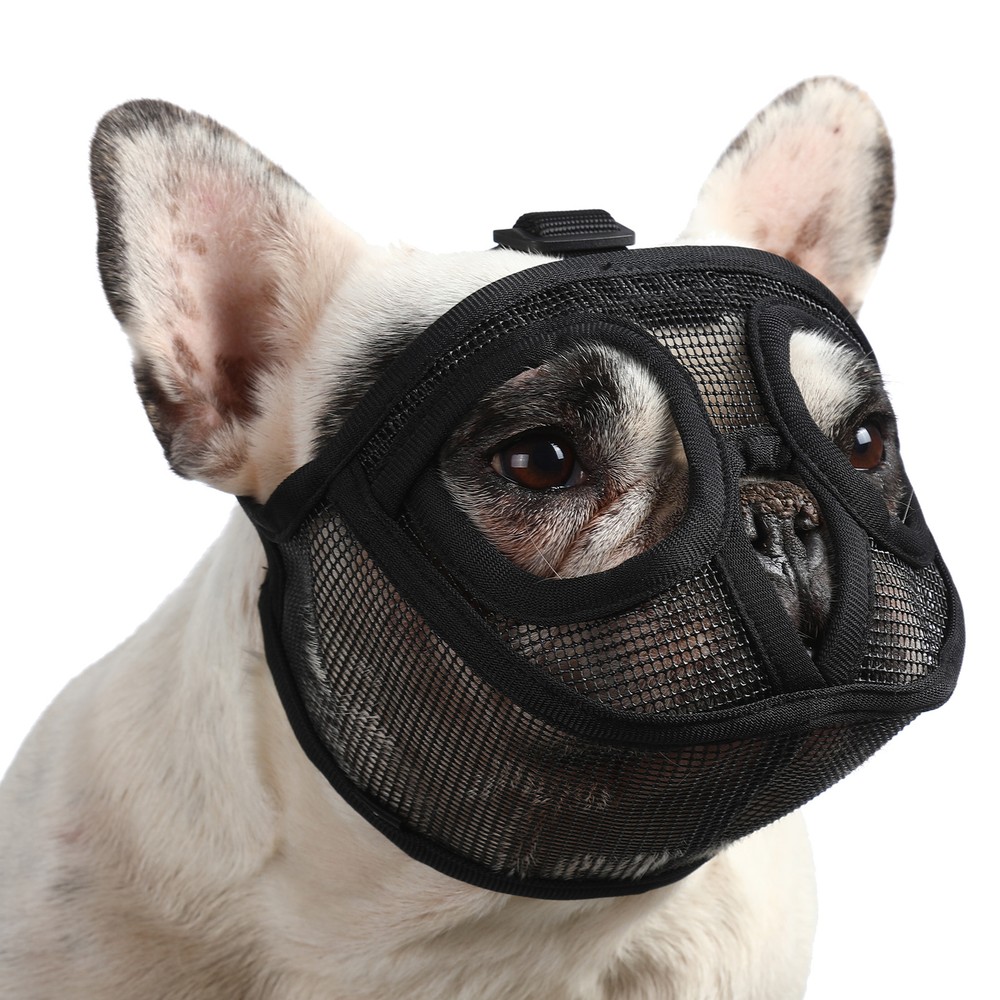 Short Snout Dog Muzzle Bulldog Muzzle Adjustable Breathable Mesh for J0M3