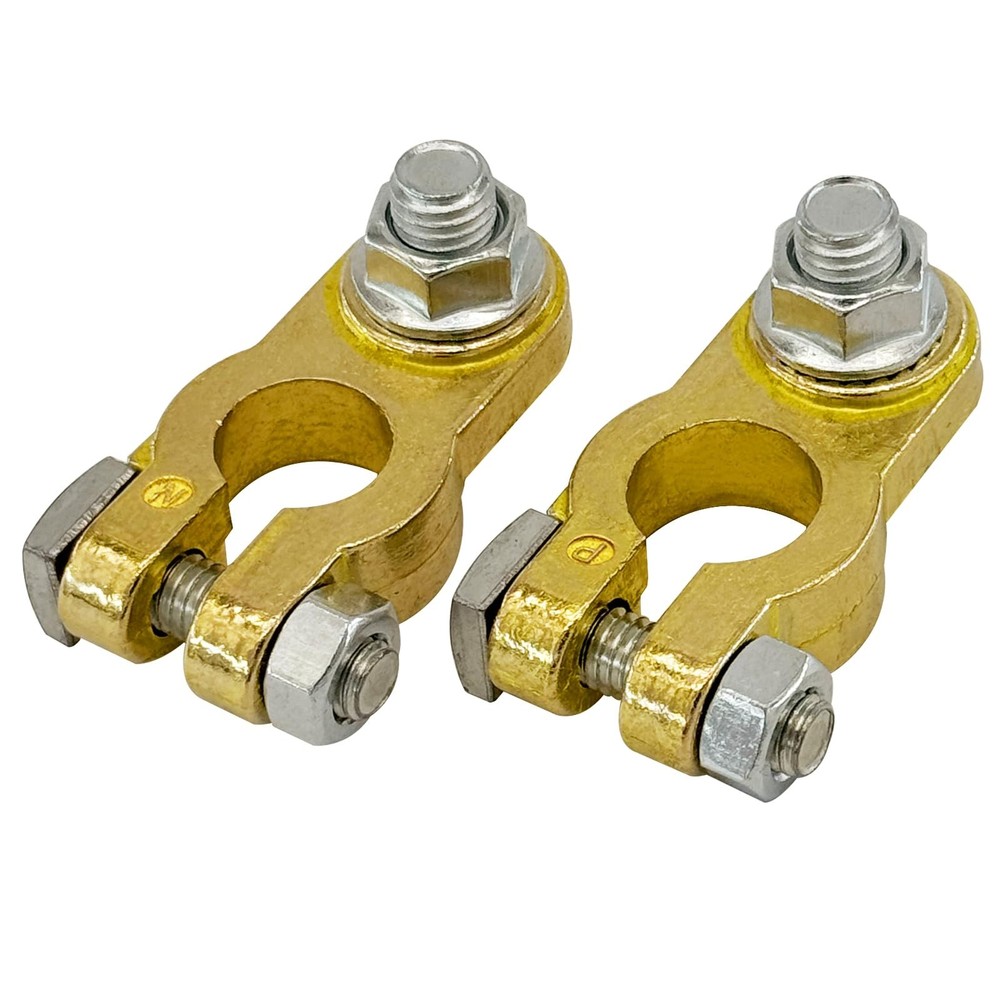 Ampper Brass Battery Terminal Connectors, Top Post Battery Terminals Clamp Set