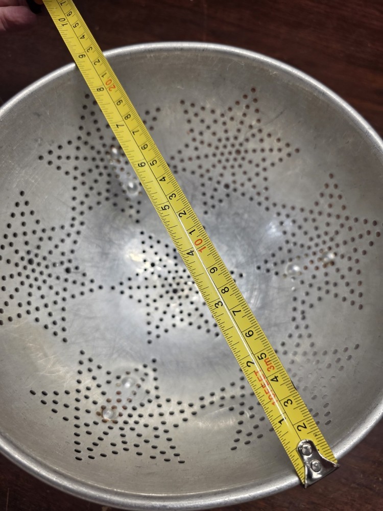 Aluminum colander, 1950s atomic mid-century Strainer Star Pattern