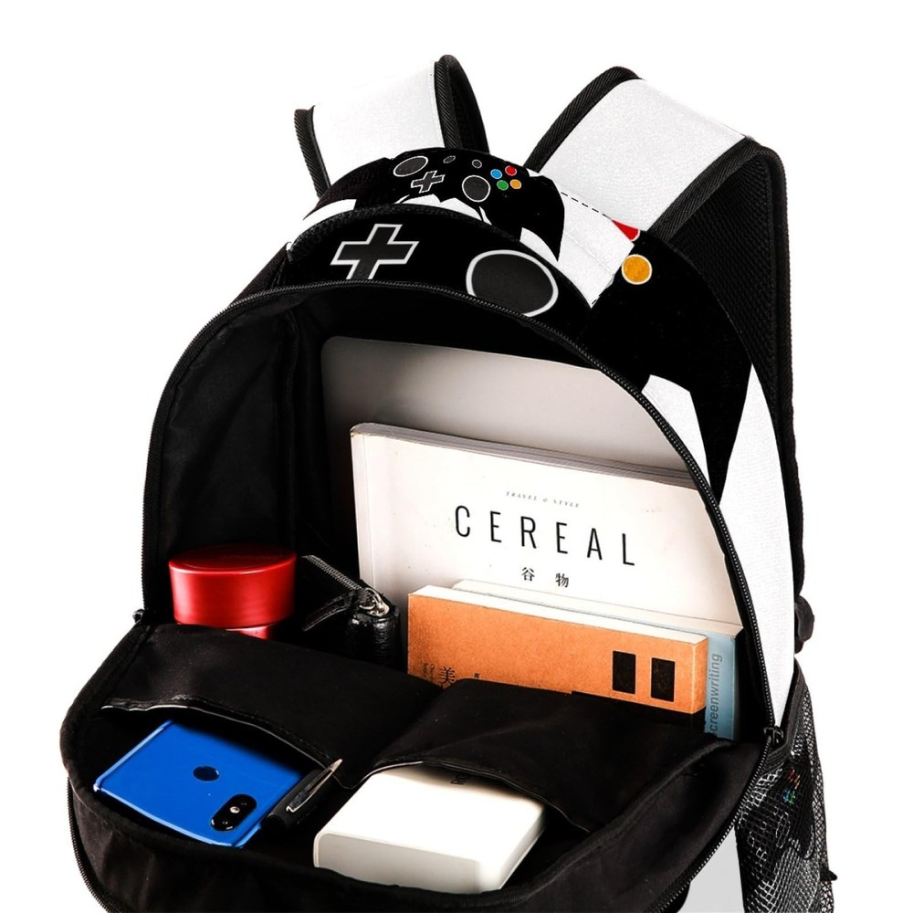 Black Gamer Controller School Backpack for Boys, Lightweight Bookbag Backpack...