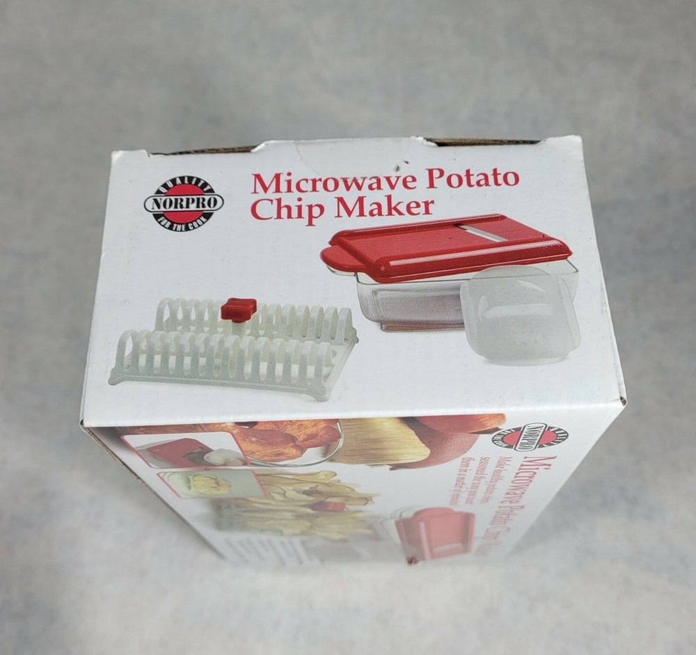 NIB Norpro MICROWAVE POTATO CHIP MAKER Healthy Kitchen Prep Red
