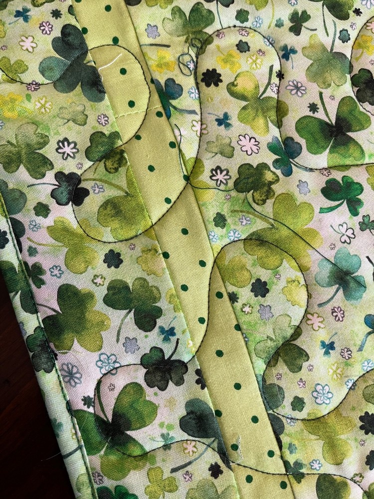 Handcrafted-Quilted Table Runner-St. Patrick's Day-Shamrocks Everywhere 2025