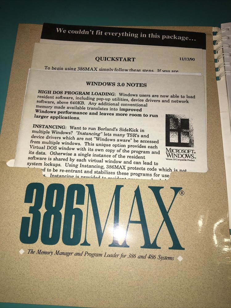 Microsoft Windows 386 Qualitas Version 1990 Used