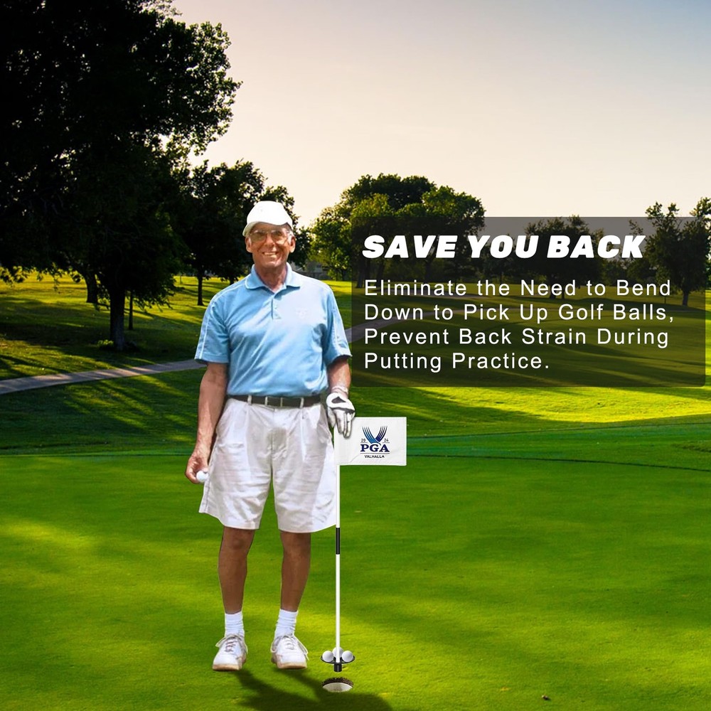 3ft Golf Flagstick - Portable Two-Section Design - Ball Retrieval Base - Perf...