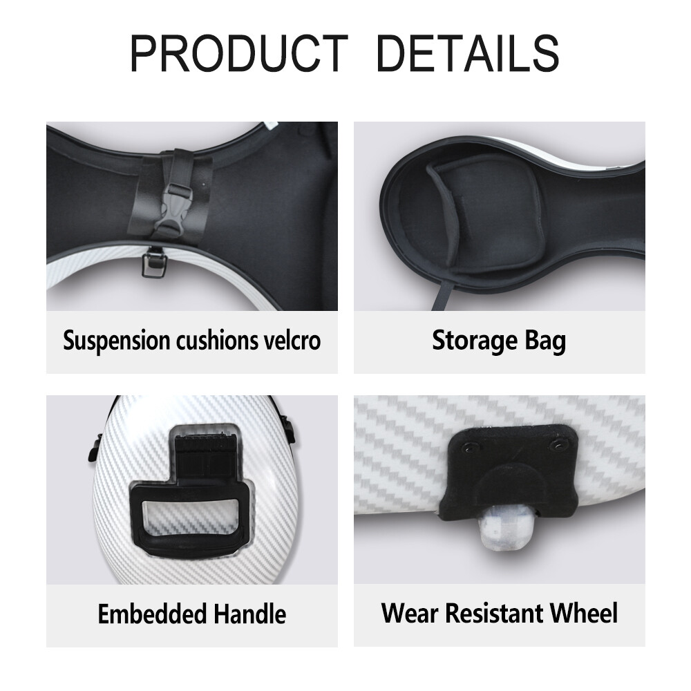 4/4 Cello Case Carbon Fiber with Embedded handle,Wheels,Backstraps Hard Light