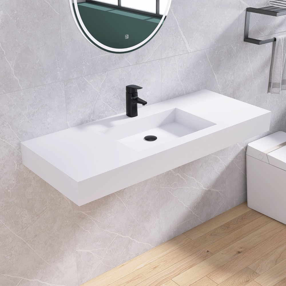 47'' Wall Mounted Bathroom Sink Solid Surface Bathroom Vessel Sink