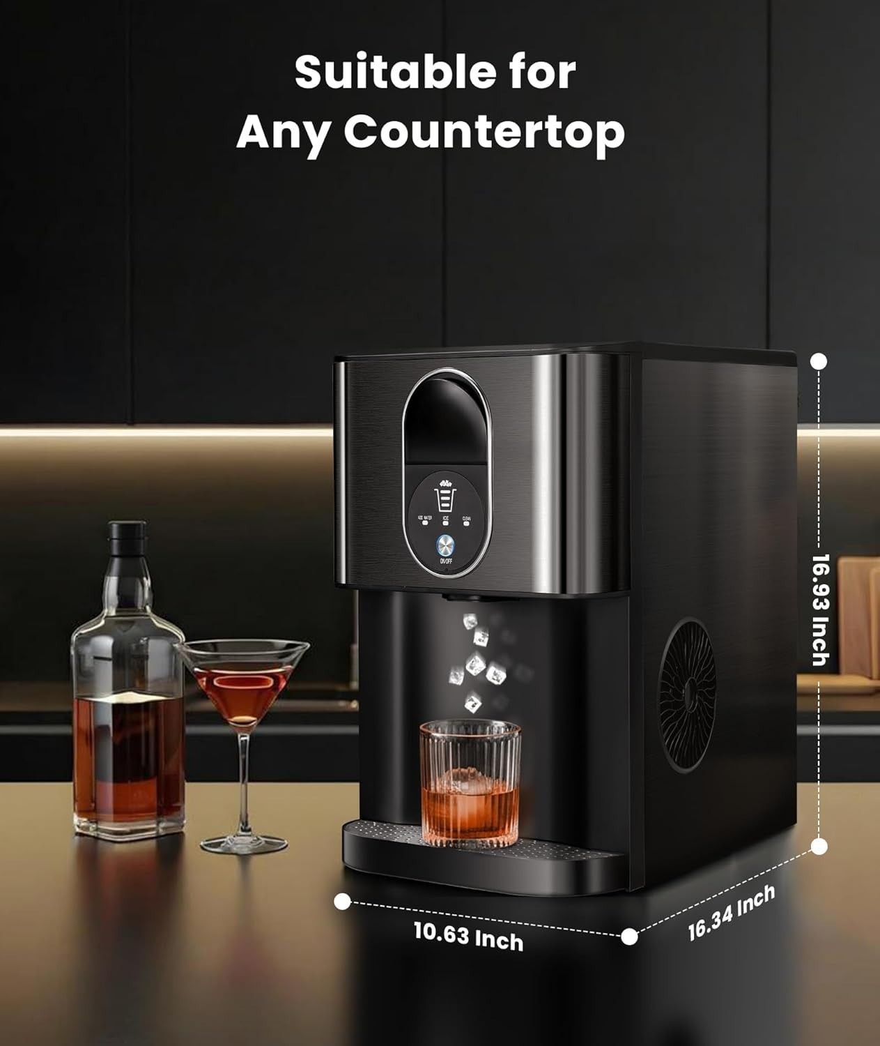 Nugget Ice Maker Countertop, 44lbs/24H Soft Chewable Pellet Ice Maker Machine Di