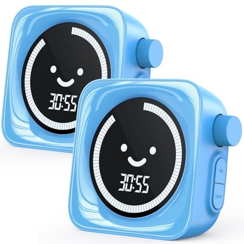 Cute Digital Visual Timer for Kids - 99 Minute Countdown & Count Up Timer, 2-Pac