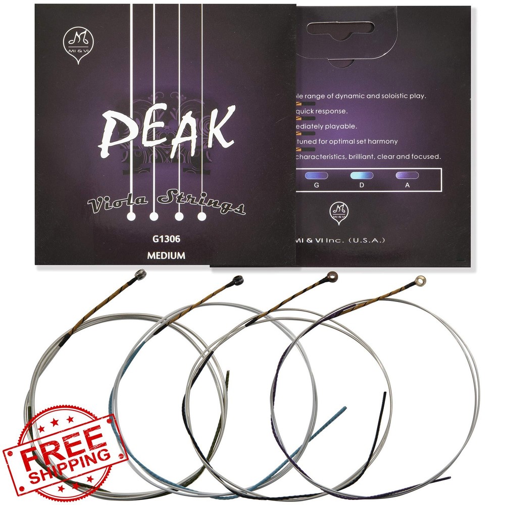 MIandVI Viola Strings PEAK Synthetic Core 15" Viola Silver