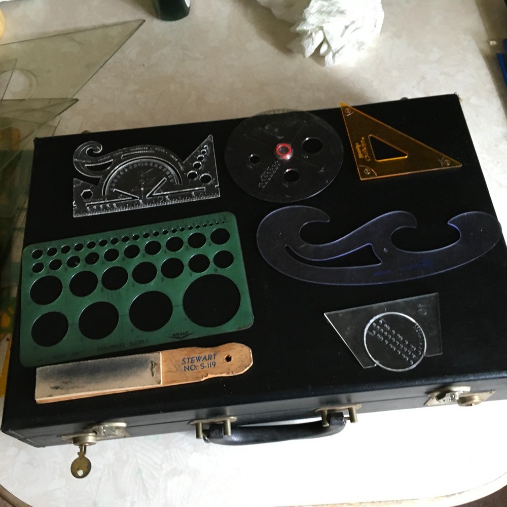 Professional Drafting Tools with Black carrying case and many tools