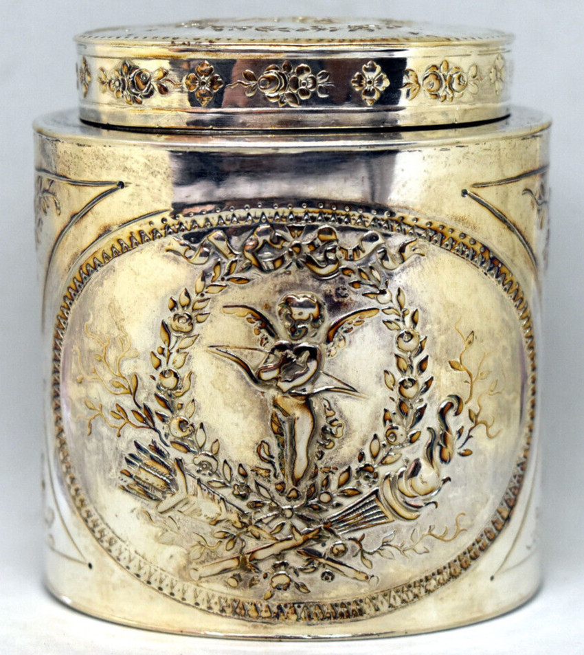 Antique .800 Silver Cherub Container