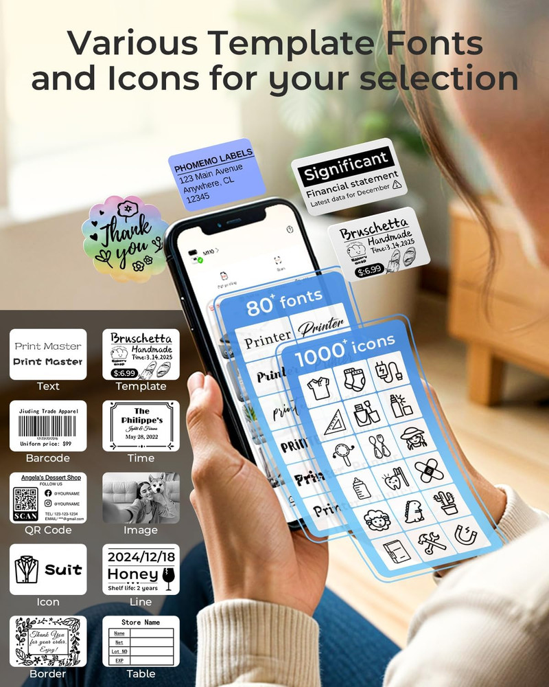 Phomemo M110 Label Makers - Barcode Thermal Bluetooth Label Printer