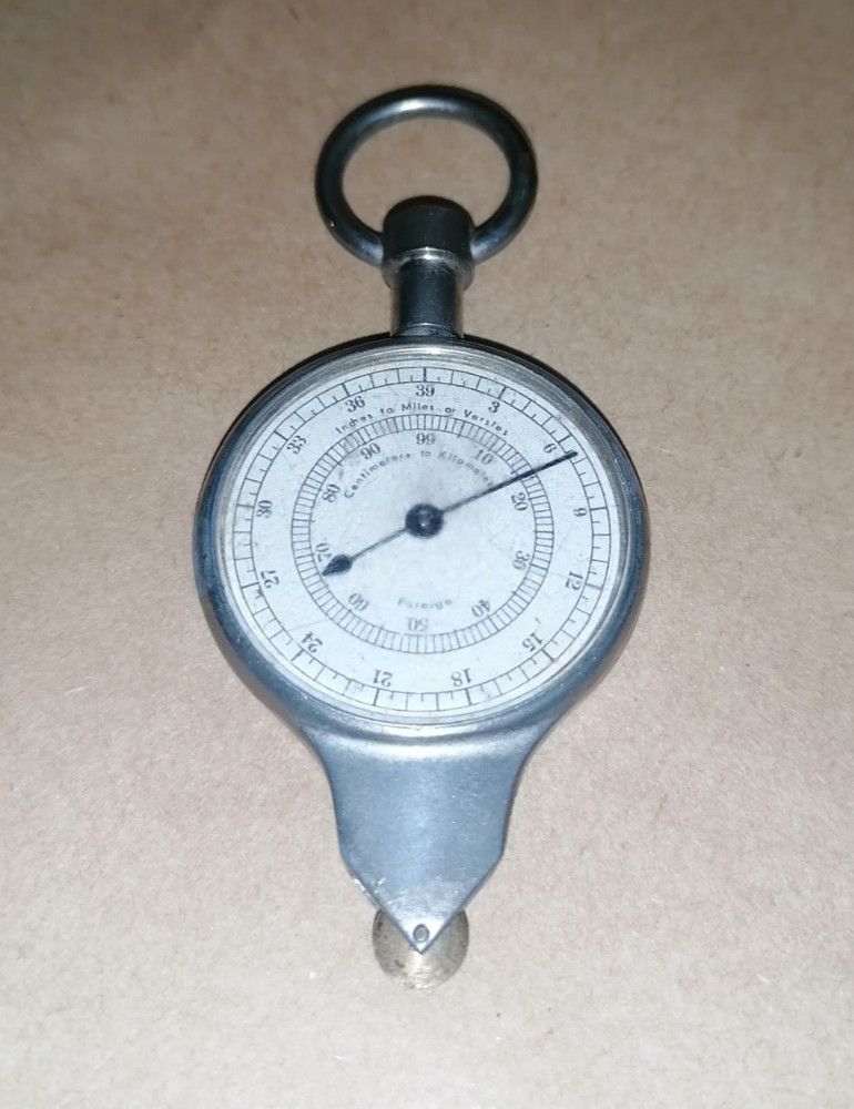 Vintage Double-Sided Opisometer Map Distance Measuring Wheel