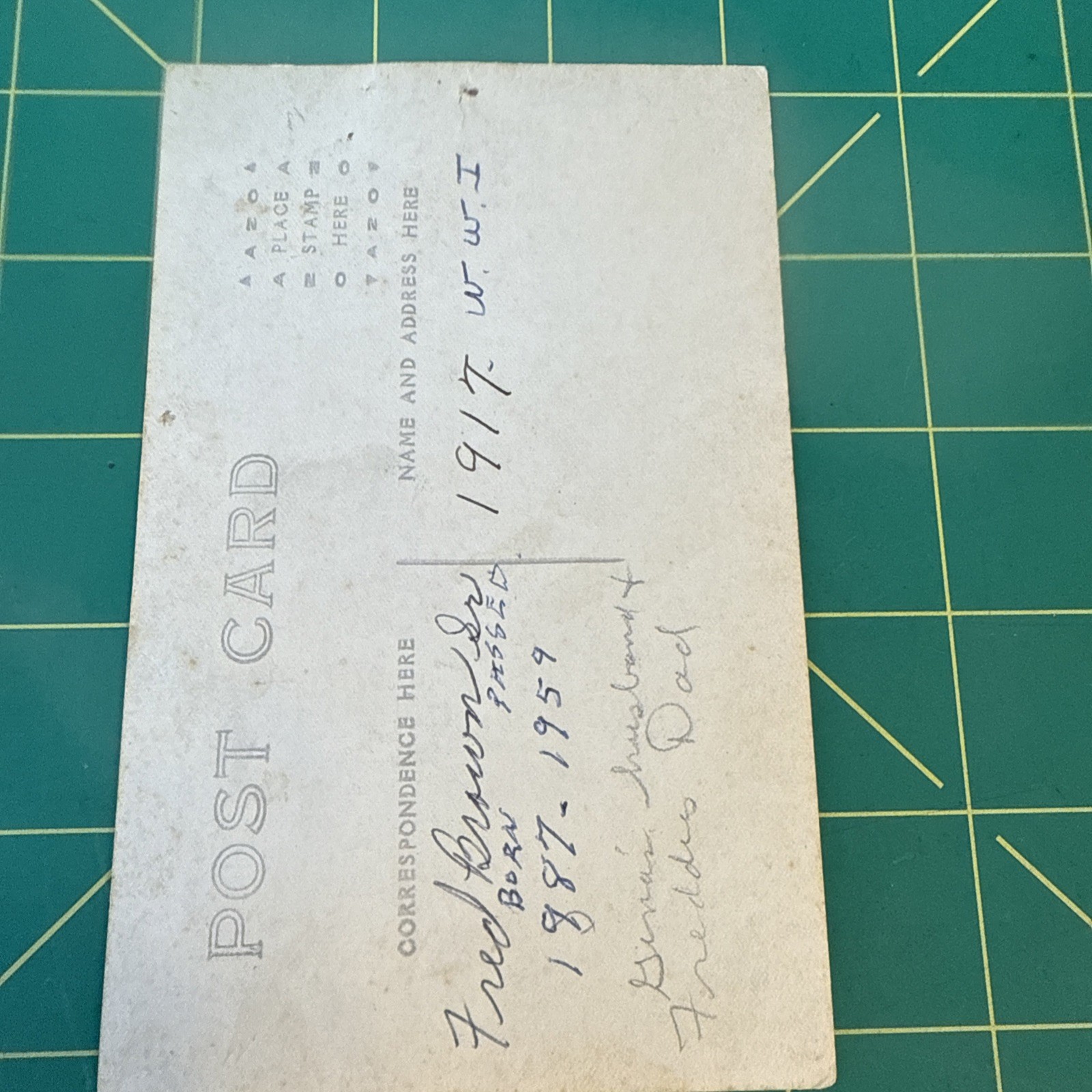 WW1 Photo Postcard Named RPPC