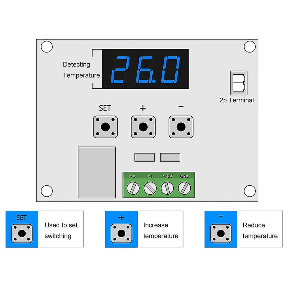 W1209 DC 12V Digital Temperature Controller Board -50-110°C Electronic Tem1719