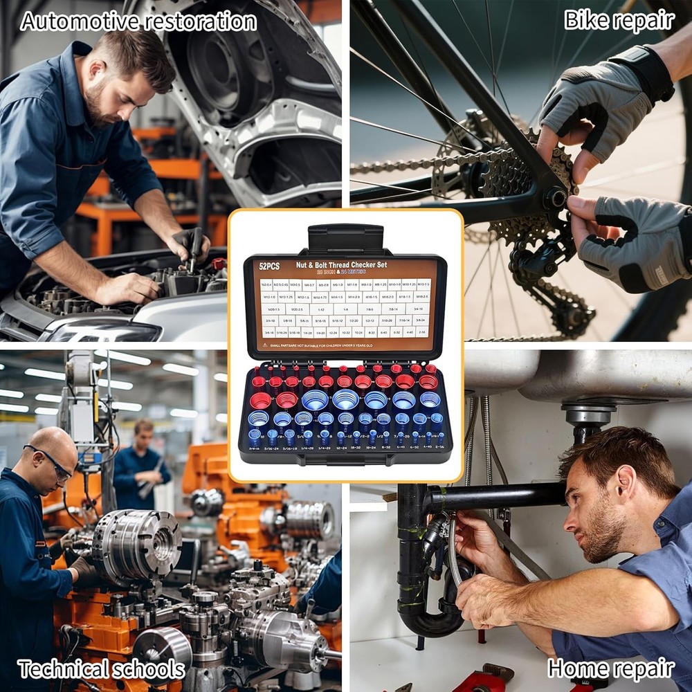 52PCS Thread Checker, Nut and Bolt Checker Kit in...