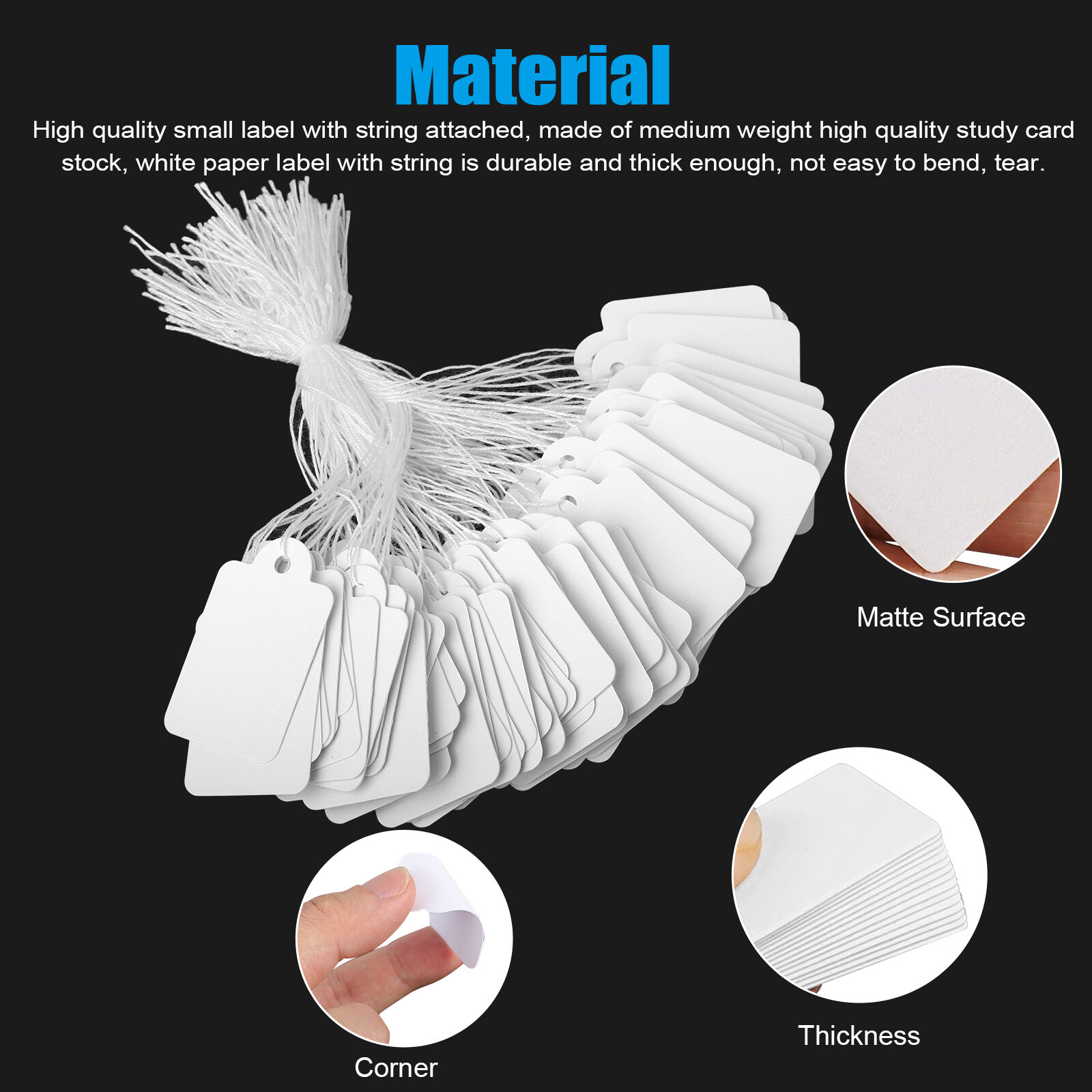 1000 Garage Sale Price Tags Size #5 White Merchandise Hang String Strung Garment