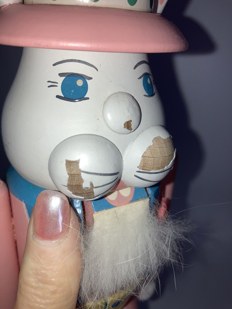 Vintage Erzgebirge Nutcracker Rabbit Bunny With Tag Made in Germany