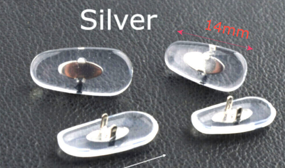 😎 2 Pair: Crimp-On Silicone Nose Pads Eyeglasses for Ray Ban RB Silver Clip 14