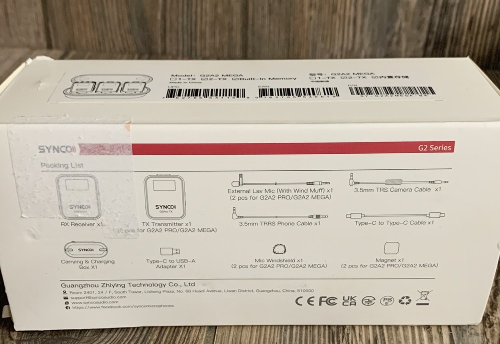 SYNCO G2A2MEGA Wireless Microphone 8GB Storage For Camera Video Recording