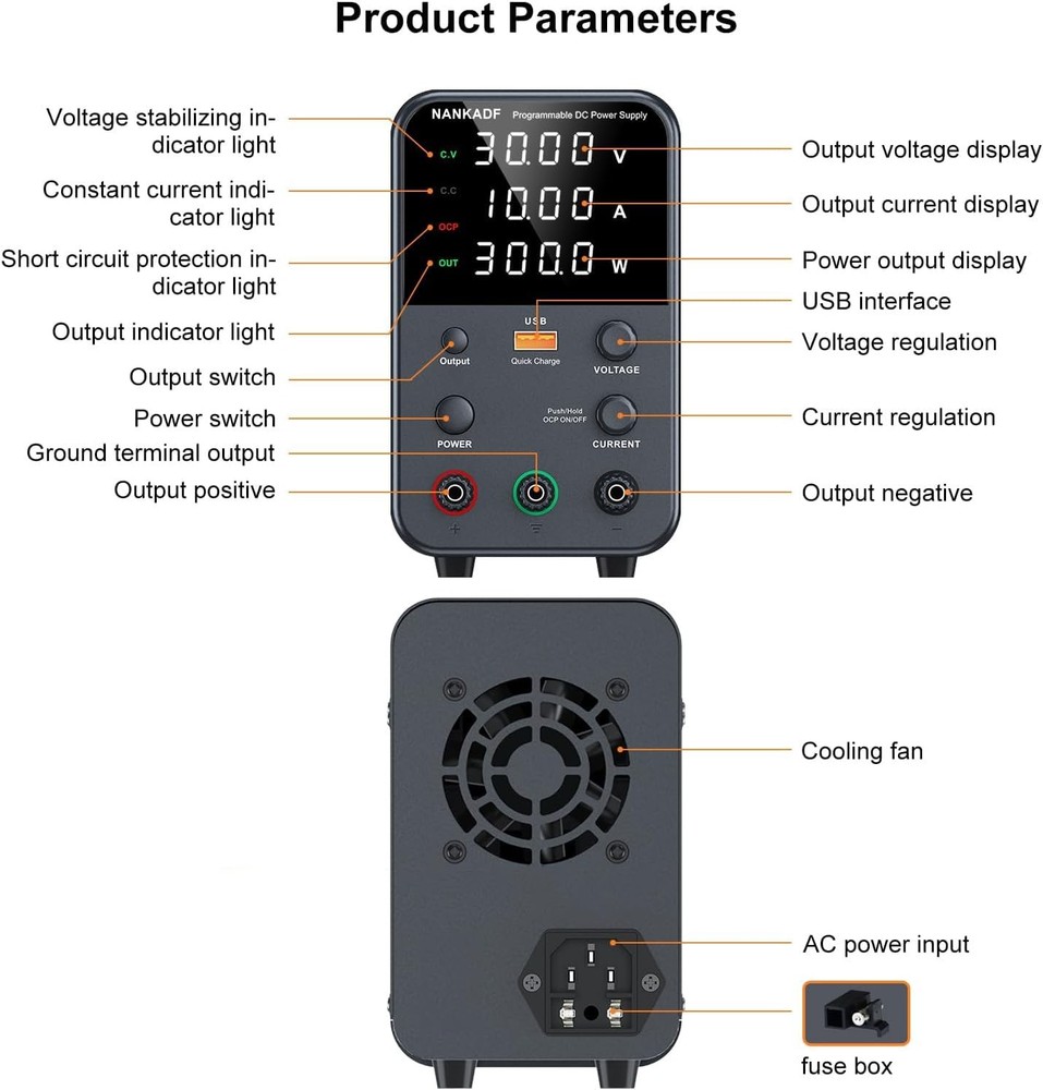 DC Power Supply Variable, Bench Power Supply with Encoder Adjustment Knob, Ou...