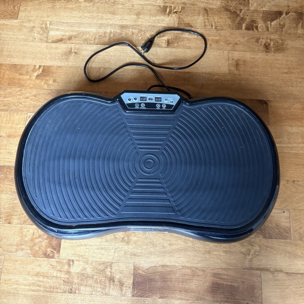 Black Vibration Plate Exercise Machine. Full-Body Vibrating Platform with Resist