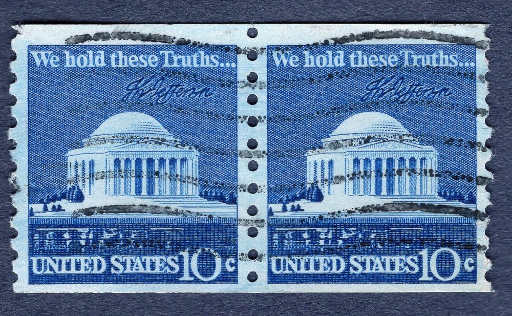1973 Stamp #1510 Pair Jefferson Memorial Used