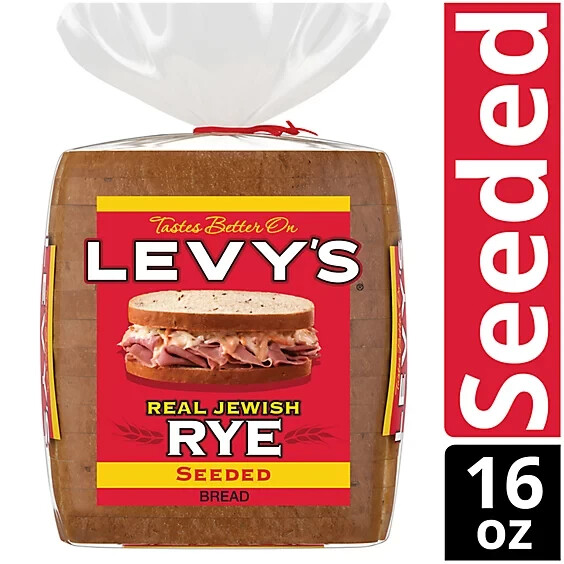 2 Loaves Levy's  Seeded Rye Bread, 16 oz. each loaf