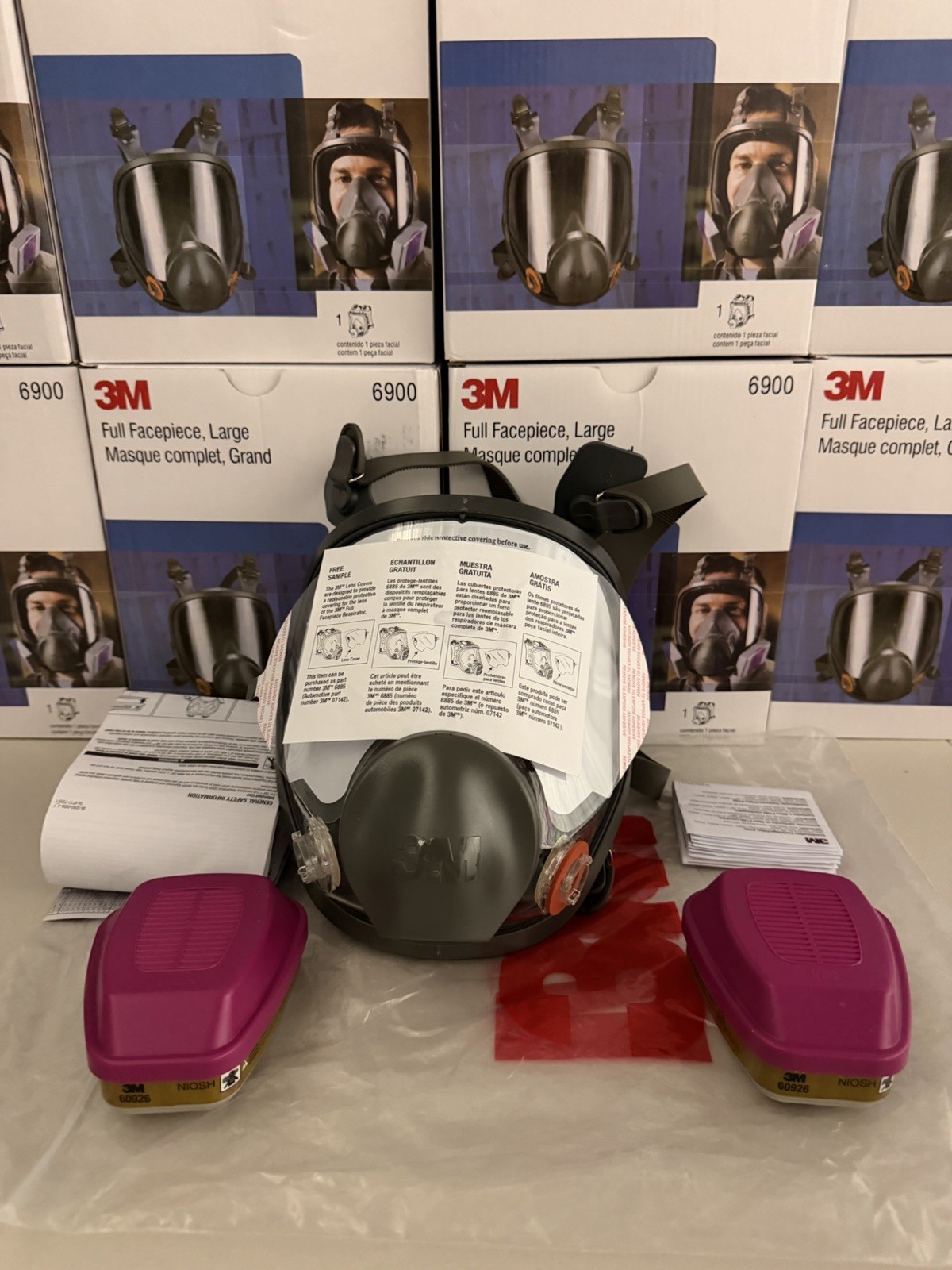 Bundle 3M 6900 LARGE FULL FACE RESPIRATOR MASK & 2 60926 MULTI GAS CARTRIDGE