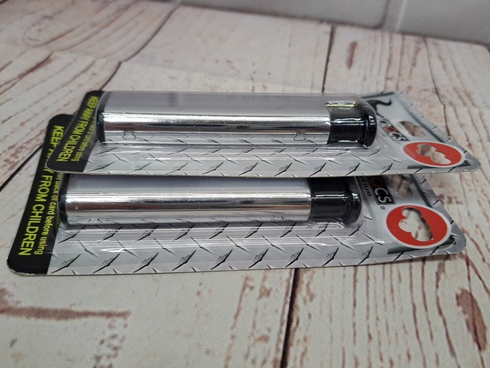 (2 Pc Lot) Crocs Silver Metal Torch Flame Lighter Refillable & Wind Resistant