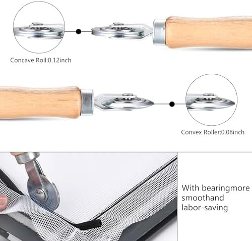 Window Screen Repair Tool Set with Roller Hooks