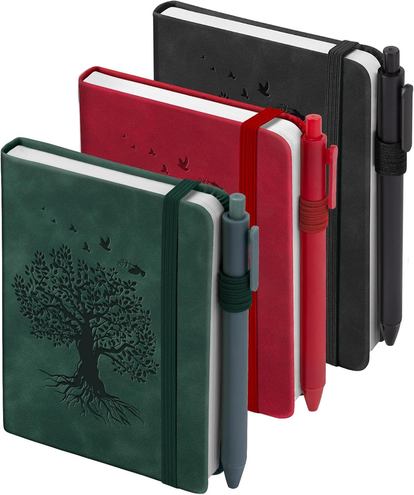 3 Pack Pocket Journaling Notebooks, A6 Small Notebook Total 360 Pages Journaling