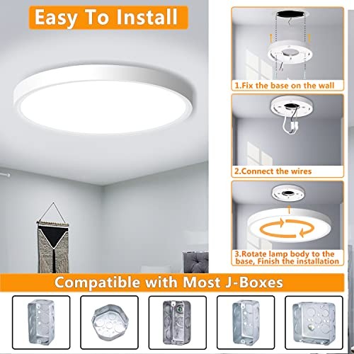2PACK LED Flush Mount Ceiling Light Fixture, 9inch Modern LED Ceiling 2Pack