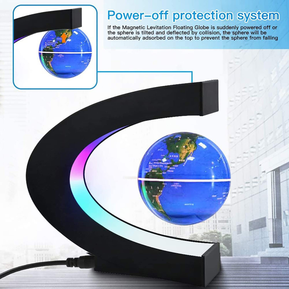Magnetic Levitating Globe with LED Light Floating Map Desk Decor Cool Tech Gift