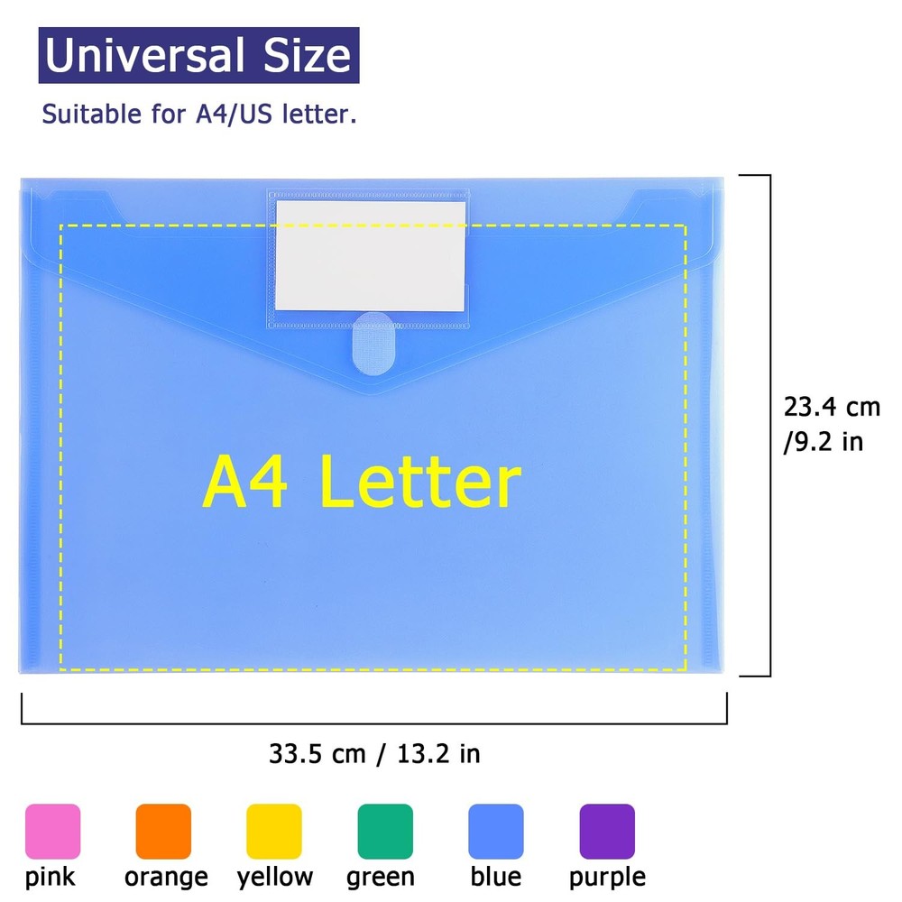 6 Pack Plastic Envelopes Poly Envelope Folder Clear Document Plastic File Fol...