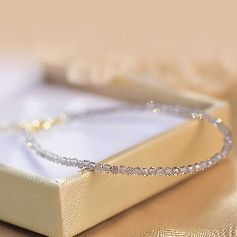 Natural Faceted Moonstone Beads Healing Reiki Crystal Minimalist Dainty Bracelet