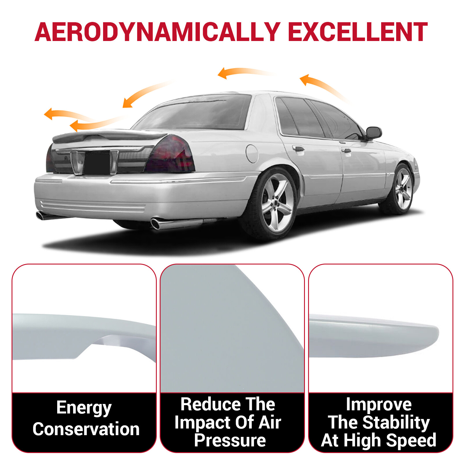 PAINTED NEW FOR FORD CROWN VICTORIA Marauder Style Rear Spoiler Wing 1998-2008