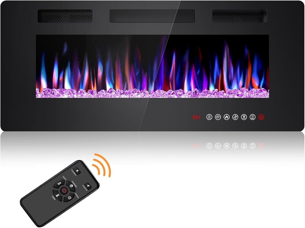 42Inch Electric Fireplace Inserts, in-Wall Recessed &Wall Mounted,Timer,Remote