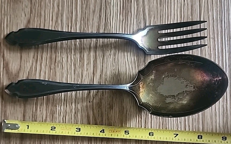 HEIRLOOM CARDINAL Oneida Rogers 1920 Solid Casserole Spoon & Serving Fork