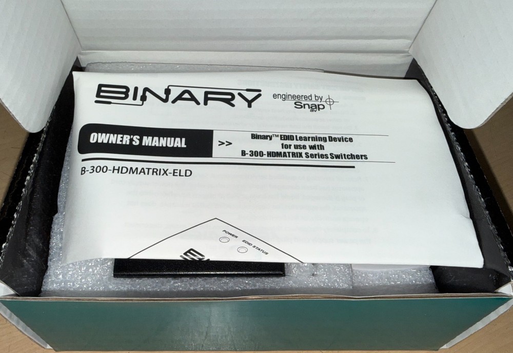 The Binary B-300-HDMATRIX-ELD 300 Series EDID Learning Device