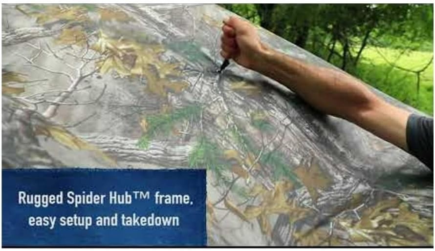 Outdoor Hunting Blind with High Wind Tie-Downs and Spacious 55x55 Inch Footprint