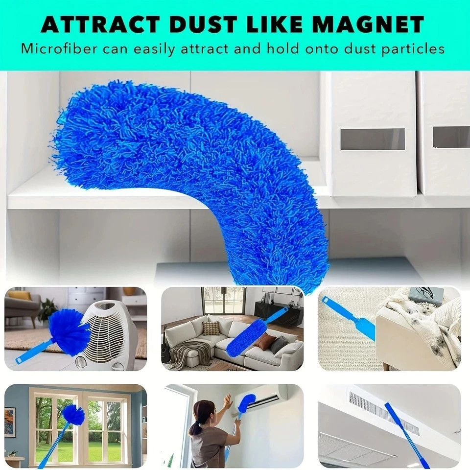 Cobweb Duster with Extension Pole,Spider Web Remover 2PCS Cob Web Duster 15
